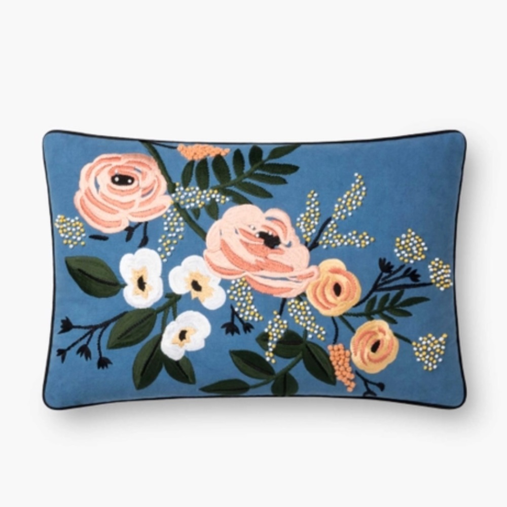 Embroidered pillow from Rifle Paper Co